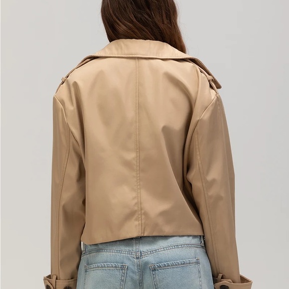 Cropped Trench Coat Jacket M - Picture 5 of 6